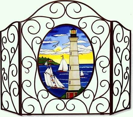 Lighthouse Decorative Arched Fireplace Screen