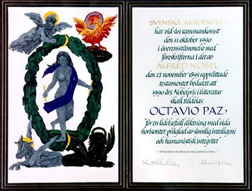 Octavio Paz (1990); umjetnik Bo Larsson, kaligrafija Annika Rcker