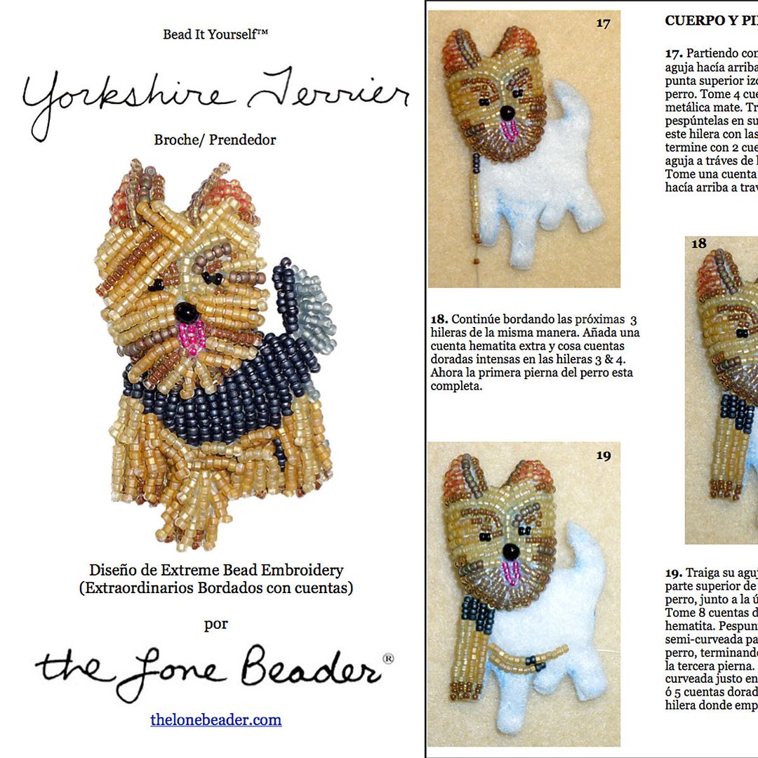 Yorkie Yorkshire terrier beading bordado a mano patrón en español etsy craftsy