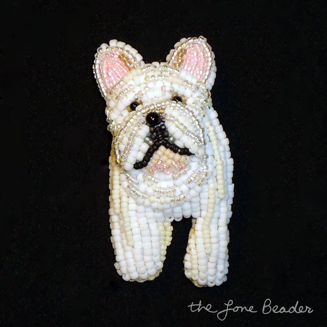 custom beaded French Bulldog pin pendant etsy bead embroidery dog art
