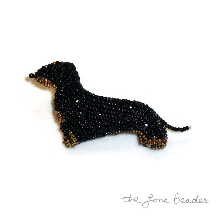 black and tan dachshund dog jewelry beaded pin bead art etsy bead embroidery dogs akc