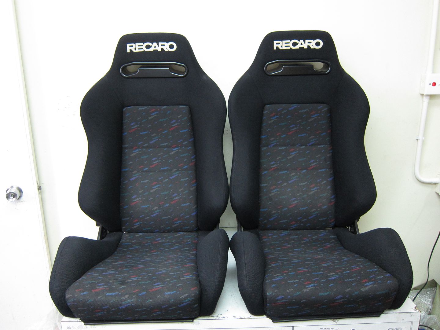 RECARO SRD SR3 Red Racing Seats Reclinable Cloth w/Sliders JDM Type R PAIR 