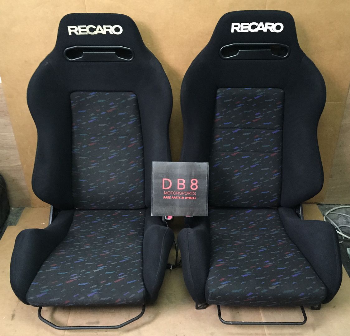 RECARO SRD SR3 Red Racing Seats Reclinable Cloth w/Sliders JDM Type R PAIR 
