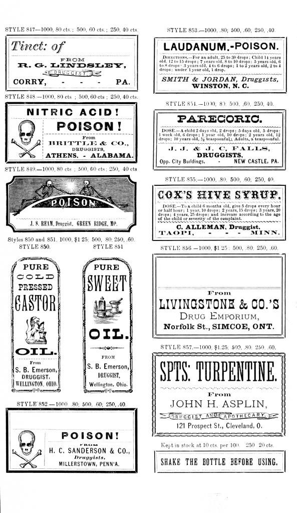Vintage Apothecary or Pharmacy Labels BW
