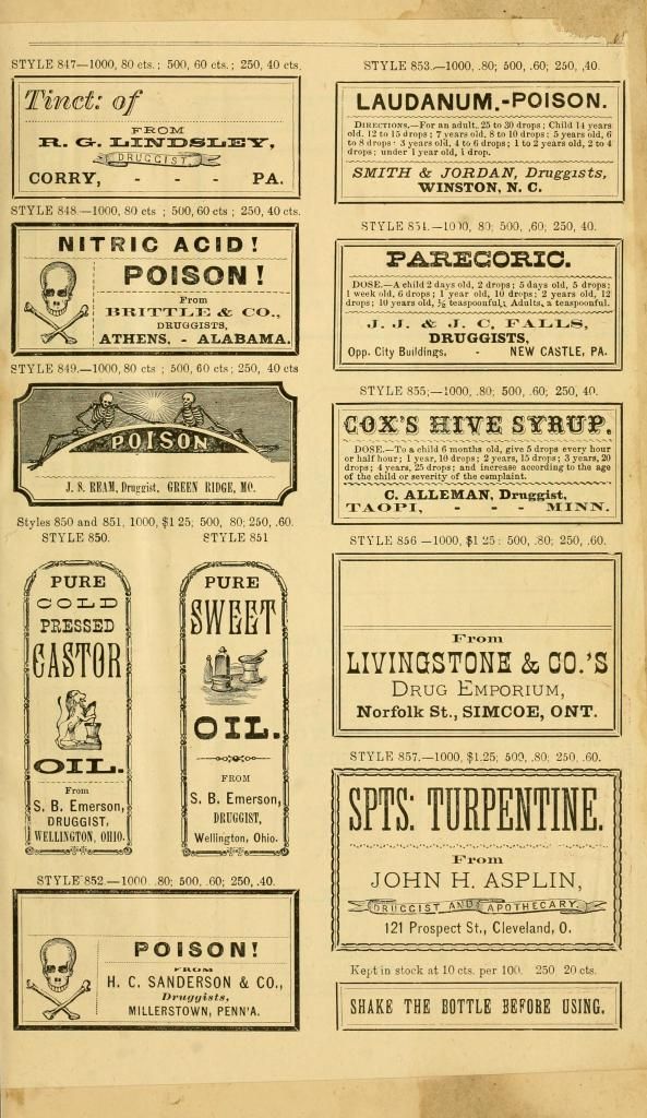 Vintage Apothecary or Pharmacy Labels