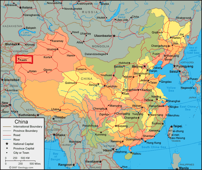 Kashgar China Map