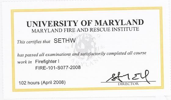 Firefighter I Card