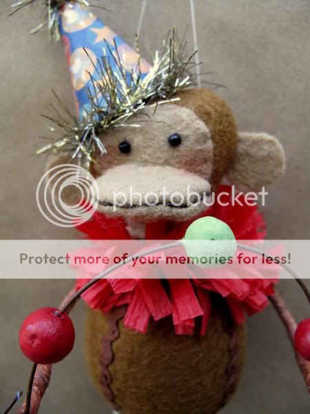 Folk Art Circus Monkey Christmas Ornament Kit Pattern